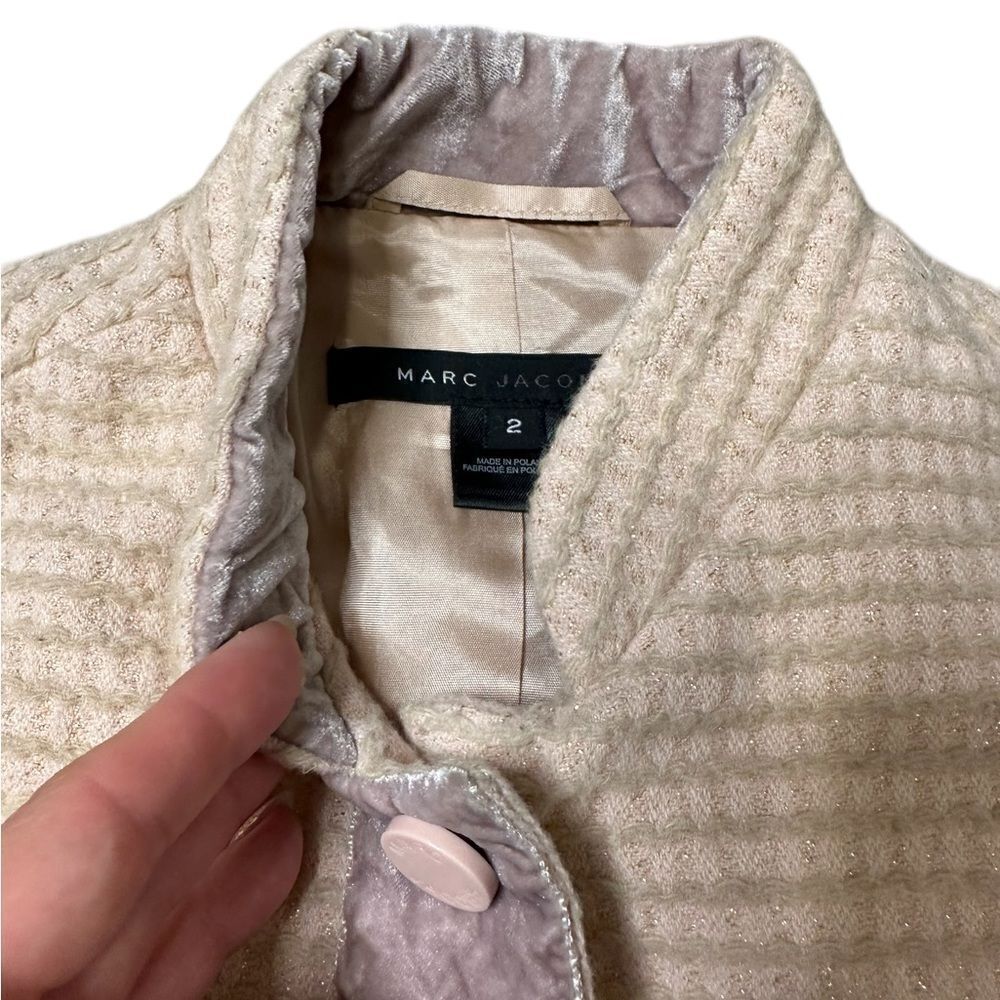 Marc Jacobs Y2K 100% Wool Tweed & Velour Peplum Jacket Size Small NWT - Picture 10 of 16